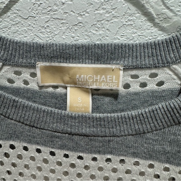 Michael Kors Gray & White Striped Open Knit Sweater – Size S - Picture 3 of 9